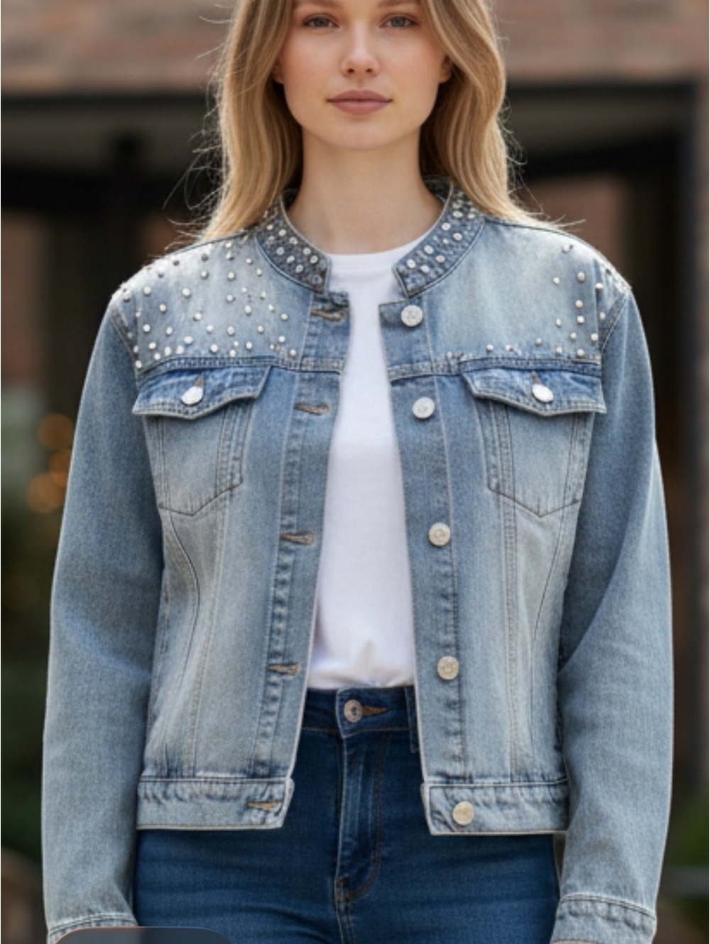 Vocal Medium Studded Denim Jacket